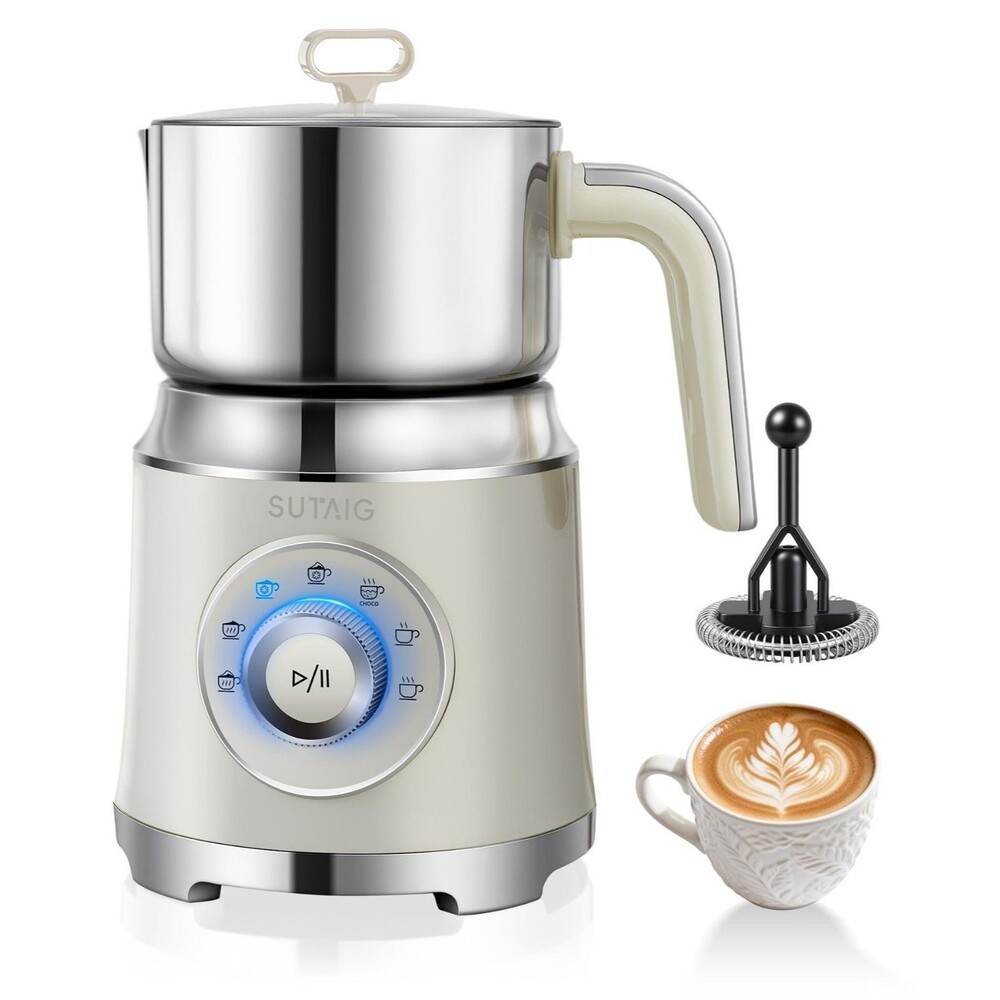 Sutaig 27 oz All-in-1 Milk Steamer and Frother, Off White